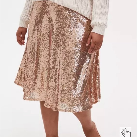 NWT Torrid SIZE 2 Gold Sequin A-line midi skirt - Picture 6 of 10